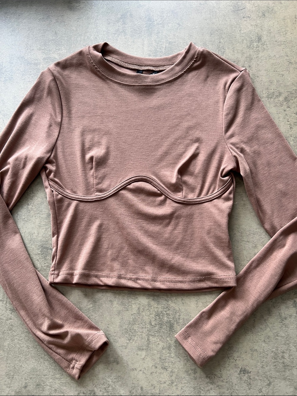 Women's Long Sleeve Crop Top in dark beige